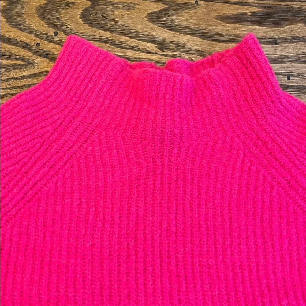 Halogen bright Pink ribbed mock neck fuzzy sweater size XS-M - Picture 13 of 13